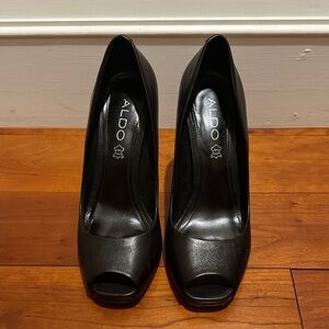 Aldo Black Peep Toe Heels